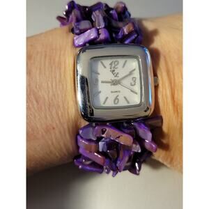 Colleen lopez Gemstone Dial Coil Watch Collection Perfect Gift!! Colleen Lopez Round Dial Coil Wrap Bracelet Watch, Black  main image 3
